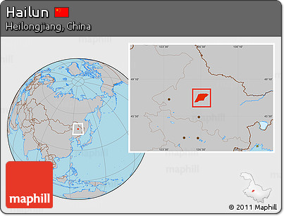 Gray Location Map of Hailun