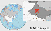 Gray Location Map of Hailun, highlighted country, highlighted parent region