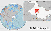 Gray Location Map of Hailun, highlighted parent region, hill shading