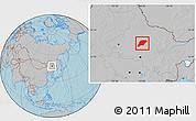 Gray Location Map of Hailun, hill shading