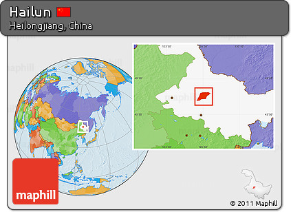 Political Location Map of Hailun, highlighted parent region