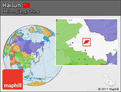 Political Location Map of Hailun, highlighted parent region