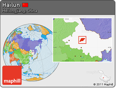 Political Location Map of Hailun, highlighted parent region