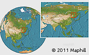 Satellite Location Map of Hailun, within the entire country