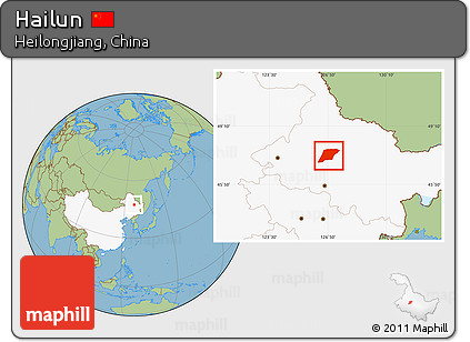 Savanna Style Location Map of Hailun, highlighted country