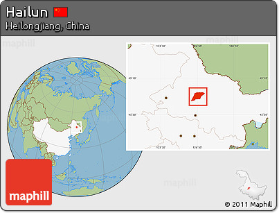 Savanna Style Location Map of Hailun, highlighted country