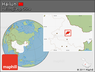 Savanna Style Location Map of Hailun, highlighted country