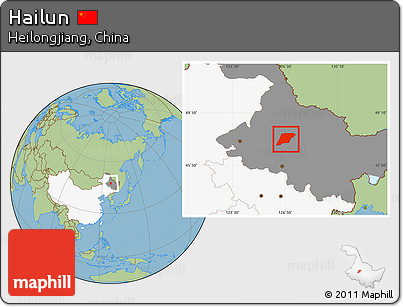 Savanna Style Location Map of Hailun, highlighted country, highlighted parent region