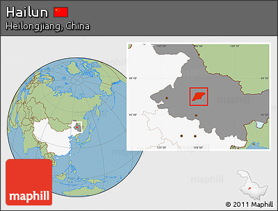 Savanna Style Location Map of Hailun, highlighted country, highlighted parent region