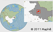Savanna Style Location Map of Hailun, highlighted country, highlighted parent region, hill shading