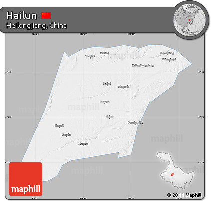 Gray Map of Hailun, single color outside