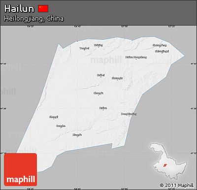 Gray Map of Hailun, single color outside