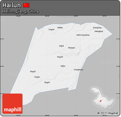 Gray Map of Hailun, single color outside