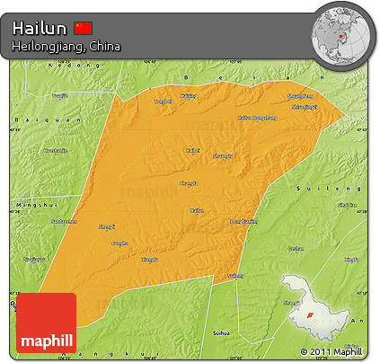 Political Map of Hailun, physical outside