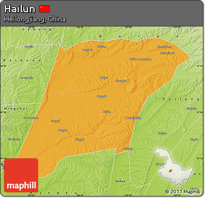 Political Map of Hailun, physical outside