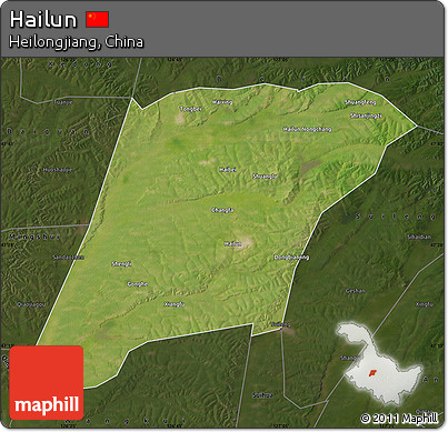 Satellite Map of Hailun, darken