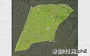 Satellite Map of Hailun, darken, semi-desaturated