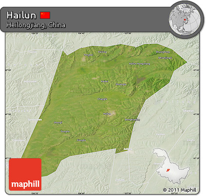 Satellite Map of Hailun, lighten