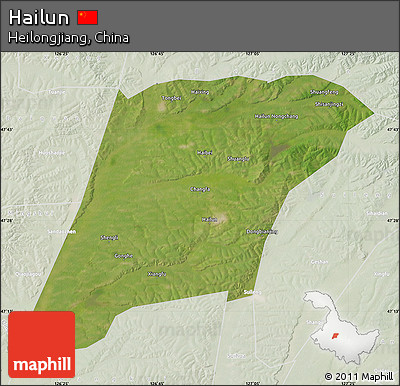 Satellite Map of Hailun, lighten