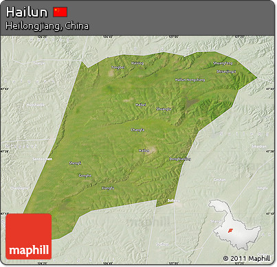Satellite Map of Hailun, lighten