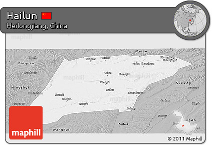 Gray Panoramic Map of Hailun