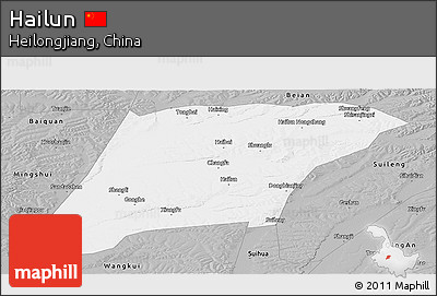 Gray Panoramic Map of Hailun