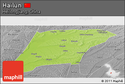 Physical Panoramic Map of Hailun, desaturated