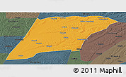 Political Panoramic Map of Hailun, darken, semi-desaturated