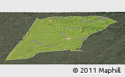 Satellite Panoramic Map of Hailun, darken, semi-desaturated