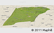 Satellite Panoramic Map of Hailun, shaded relief outside