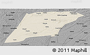 Shaded Relief Panoramic Map of Hailun, darken, desaturated