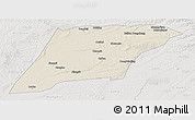 Shaded Relief Panoramic Map of Hailun, lighten, semi-desaturated