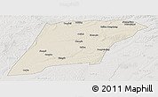 Shaded Relief Panoramic Map of Hailun, lighten, semi-desaturated