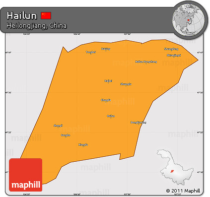 Political Simple Map of Hailun, cropped outside