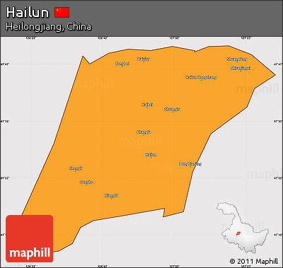 Political Simple Map of Hailun, cropped outside