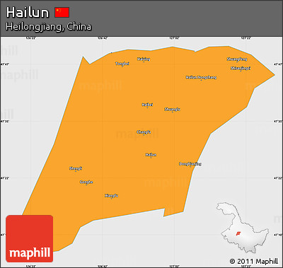 Political Simple Map of Hailun, single color outside