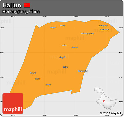Political Simple Map of Hailun, single color outside
