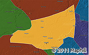 Political 3D Map of Harbin Shi, darken