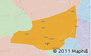 Political 3D Map of Harbin Shi, lighten