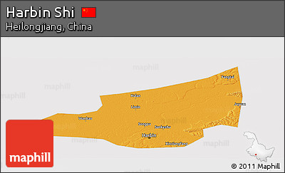 Political Panoramic Map of Harbin Shi, cropped outside