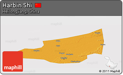 Political Panoramic Map of Harbin Shi, cropped outside