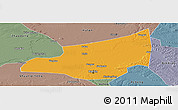 Political Panoramic Map of Harbin Shi, semi-desaturated