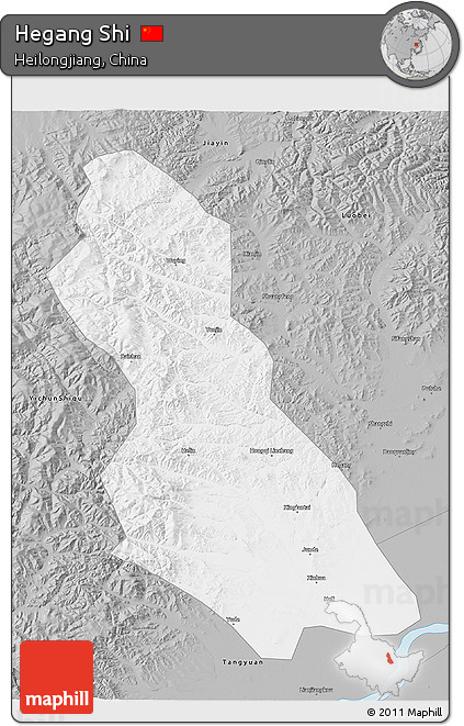 Gray 3D Map of Hegang Shi