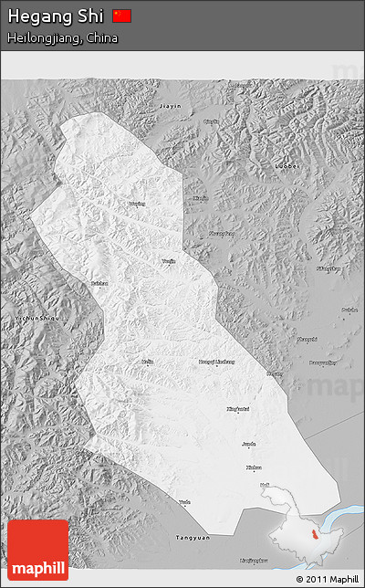 Gray 3D Map of Hegang Shi