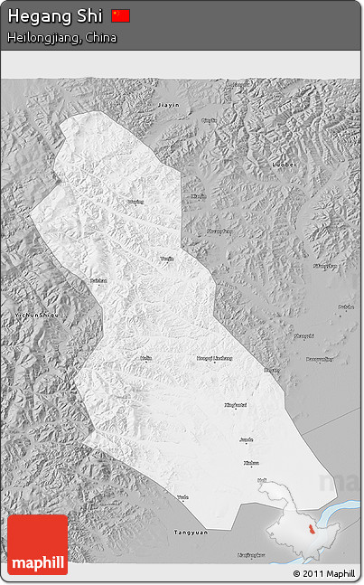 Gray 3D Map of Hegang Shi