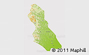 Physical 3D Map of Hegang Shi, cropped outside
