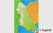 Physical 3D Map of Hegang Shi, political outside