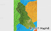 Satellite 3D Map of Hegang Shi, political outside