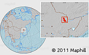 Gray Location Map of Hegang Shi, hill shading