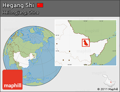 Savanna Style Location Map of Hegang Shi, highlighted country
